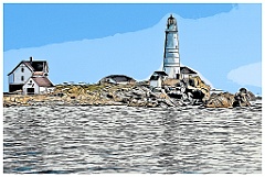Boston Harbor Light On Little Brewster Island -Digital Painting